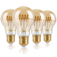 1 x RAW Customer Returns FLSNT Dimmable E27 LED Warm White, A60 LED Spiral Filament Edison Light Bulb Vintage, 4W Replaces 25W , 350LM LED Decorative Light Bulb, 2700K Warm White, Amber Glass, 4 Pack - RRP €27.99