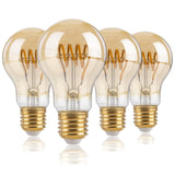 1 x RAW Customer Returns FLSNT Dimmable E27 LED Warm White, A60 LED Spiral Filament Edison Light Bulb Vintage, 4W Replaces 25W , 350LM LED Decorative Light Bulb, 2700K Warm White, Amber Glass, 4 Pack - RRP €27.99