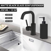 2 x RAW Customer Returns Matte Black Glass Soap Dispenser, BIKALAN 350ml Refillable Liquid Glass Bottle for Hand Washing, Dishwashing Liquid, Shampoo Lotion Bottle with Pump for Bathroom Shower Countertop Kitchen Laundry Room - RRP €28.2