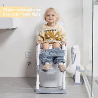 1 x RAW Customer Returns DEANIC Children s Toilet Seat with Stairs, Potty with Ladder PU Padded, Toilet Seat for Children from 1-7 Years, Toilet Seat for Children 38-47cm Gray  - RRP €39.22