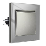 1 x RAW Customer Returns CNBINGO light switch 1 gang 2 way glass light switch flush-mounted, screwless rocker switch tactile wall switch crystal rocker switch, gray - RRP €12.85