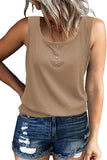 2 x Brand New NEYOUQE T Shirt Women Tops Summer U-Neck Sleeveless Tunic Women Summer Solid Color Casual Blouse Women Summer Tank Tops Women Khaki M 40-42 - RRP €55.2