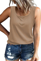 1 x RAW Customer Returns NEYOUQE T Shirt Women Tops Summer U-Neck Sleeveless Tunic Women Summer Solid Color Casual Blouse Women Summer Tank Tops Women Khaki XXL 50-52 - RRP €26.21