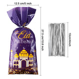 20 x Brand New 100 Eid Mubarak Party Treat Bags Ramadan Gift Bags Clear Cellophane Candy Bags with 100 Silver Twist Ties for Eid Mubarak Purple Gold  - RRP €154.0