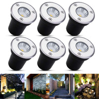 1 x RAW Customer Returns B-right 6 LED recessed floor spotlights, 3W recessed floor light for outdoor use, outdoor floor lamp, rustproof, driveable, load capacity up to 800 kg, 12V-24V DC, round stainless steel, warm white - RRP €70.81