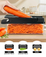 1 x RAW Customer Returns Vegetable Cutter Mandolin Vegetable Cutter Multi Cutter Julienner Onion Chopper Food Chopper Vegetable Cutter Vegetable Chopper Dicer for Slicing Fruit Vegetables - Black - RRP €26.77