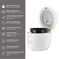 1 x RAW Customer Returns Yum Asia Tsuki Mini Rice Cooker with Shinsei Ceramic Bowl 2.5 Cups, 0.45 Liter , 5 Rice Cooking Functions, 2 Multicooker Functions, Hidden LED Display, 220-240V Pebble White  - RRP €99.9