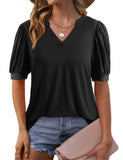 1 x RAW Customer Returns Beluring Women s Elegant Long Sleeve V-Neck Solid Color Basic T-Shirt Style Black M - RRP €25.58