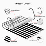 1 x RAW Customer Returns Loputon 2 Pack Trouser Hangers Clothes Hangers Space Saving Stainless Steel Non-Slip Foldable Multifunctional Hanger for Pants, Scarves, Jeans, Clothes, Towels Black with 14 Clothes Hangers  - RRP €25.56