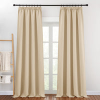 1 x RAW Customer Returns PONY DANCE Thermal Curtain Cold Protection Winter Living Room Curtains Beige Ruffle Tape Set of 2 Blackout Curtains Ruffle Tape Curtains Beige Opaque H 245 x W 140 cm Biscotti Beige - RRP €18.48