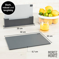 1 x RAW Customer Returns Moritz Moritz 3x plastic cutting board set - 32 x 22 cm - In a practical stand - Large kitchen board - Dishwasher safe and hygienic - RRP €30.24