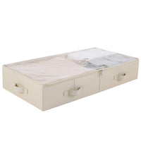 1 x RAW Customer Returns Spacious Visible Under Bed Storage Boxes with Lids for Shoes, Blankets, Bedding, Easy to Assemble, Beige - RRP €22.2