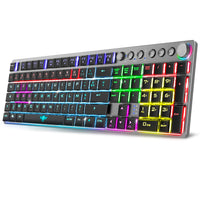 1 x RAW Customer Returns Spirit Of Gamer XPERT K1500, Wireless Bluetooth RGB Mechanical Keyboard, 100 Anti-Ghosting Switch Red Keys, French Azerty Aluminum Gaming Keyboard, Compatible with Mac, iOS, Android and PC - RRP €82.39