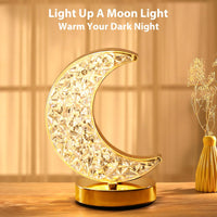 1 x RAW Customer Returns Lewondr half moon table lamp, continuously dimmable LED lamp with 3 colors, rechargeable bedside lamp with USB connection, Ramadan moonlight table decoration for bedside table, bedroom, living room - RRP €24.19