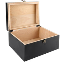 1 x RAW Customer Returns OZCHIN wooden box with hinged lid - snap lock closure - storage box with matte finish - 27 x 20 x 13 cm black  - RRP €31.6