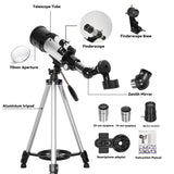 1 x RAW Customer Returns IBVIVIC Refractor Telescope 70 400 for Kids and Adults, 16X 120X Zoom HD Outdoor Monocular Space Telescope with 2 Eyepieces, Tripod Phone Adapter for Land, Moon and Planet Observation - RRP €63.52