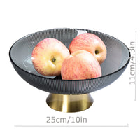 2 x Brand New PANNIXIA Glass Fruit Bowl Large With Base Black Modern Ferm Living Glass Bowl With Base Decorative Bowl Metal Fruit Bowl - RRP €68.54