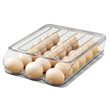 1 x RAW Customer Returns Large Capacity Egg Tray for Refrigerator, Automatic Roll Up Egg Container, Stackable Organizer Tray for Refrigerator in Clear Plastic 1 Layer  - RRP €18.14