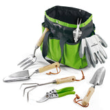 1 x RAW Customer Returns WORKPRO garden tool set, 8 in 1 garden tools with storage bag, made of stainless steel, garden shovel with wooden handle, flower scissors, garden claw, hand cultivator, gift for gardeners - RRP €42.99