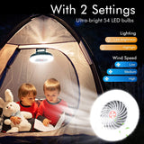 1 x RAW Customer Returns USB camping lamp portable, 4400 mAh camping lantern, 54 LED lantern fan with magnet hanging hook, 3 in 1 outdoor lamp for camping, adventure, fishing, emergency, power failure - RRP €25.2