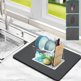 1 x RAW Customer Returns CALOPEAH dish draining mat, dish draining mat, super absorbent coffee machine mat, bar mat, dog bowl mat, cat bowl mat, sink drain mat for the kitchen, black, 50 x 30 cm - RRP €20.4