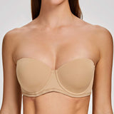 1 x RAW Customer Returns MELENECA Women s Invisible Strapless Bra with Underwire with Large Cups Almond 1F - RRP €29.99