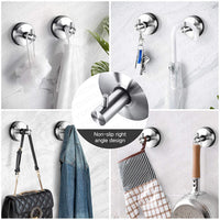 1 x RAW Customer Returns YOHOM Vacuum Suction Cup Hook Bathroom Towel Hook Bathroom Suction Hook Stainless Steel Wall Hook Towel Holder Extra Strong Coat Hook Bathrobe Hook Shower Kitchen No Drilling Brush Finish Silver 4 Pieces - RRP €27.99