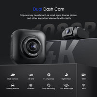 3 x RAW Customer Returns Dashcam car with front rear 4K 1080P, WiFi car camera with loop recording, APP control, 170 wide angle and super night vision, WDR, G-sensor, 24 hour parking monitoring motion detection, super capacitor - RRP €299.97