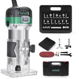 1 x RAW Customer Returns AUTIWOZ 600W router for woodworking with 6 variable speeds, 6mm collet, 15-piece router set, non-slip base in a case - RRP €50.39