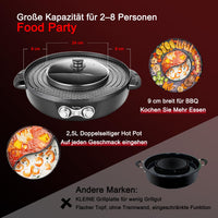 1 x RAW Customer Returns Food Party Electric Hot Pot and Grill Electric Hotpot Pot 220V 2200W Electric Grill 2 in 1, with Removable Hotplate Indoor Korean BBQ Thai Barbecue Fondue Raclette XXL for 8 People - RRP €136.26