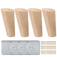 1 x RAW Customer Returns 18cm Wooden Table Legs, La Vane 4 Pieces Solid Wood Slanted Conical Replacement Furniture Feet Furniture Legs with Mounting Plates Screws for Sofa Bed Cabinet Couch Chair - RRP €20.16