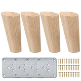 1 x RAW Customer Returns 15cm Wooden Table Legs, La Vane 4 Pack Solid Wood Slanted Conical Replacement Furniture Feet Furniture Legs with Mounting Plates Screws for Sofa Bed Cabinet Couch Chair - RRP €18.14