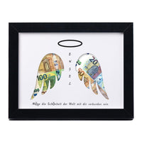 40 x Brand New Finabol Baptism Gifts for Girls Personalized Money Gift Wings Boys Communion Confirmation Money Gift Ready Framed for Real Wood Wooden Frame Picture Frame Din A5 Angel Black  - RRP €816.0