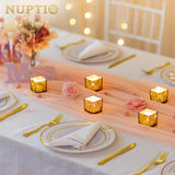 2 x Brand New NUPTIO Gold Glass Candle Holders - Pack of 12 Loose Votive Tea Light Candle Holders, Square Speckled Mercury Floating Candles Living Room Christmas Wedding Party Candle Dinner Table Decoration - RRP €44.32