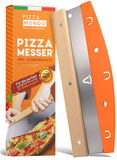 1 x RAW Customer Returns Pizza Mondo pizza cutter - professional pizza knife pizza cutter more effective than pizza roller Premium pizza chopping knife made of stainless steel 32cm with wooden handle Fast and even cutting - RRP €19.9