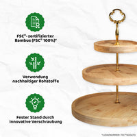 1 x RAW Customer Returns foodworx Premium Cake Stand Wooden Cake Stand 3 Tiers or 2 Tiers Certified Bamboo for More Sustainability  - RRP €29.84