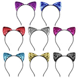 52 x RAW Customer Returns FRCOLOR Glitter Sequins Cat Ears Headband Cute Shiny Cat Ear Hair Band Hair Hoops Headwear for Costume Party Dress Up, Pack of 8 - RRP €721.24