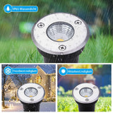 1 x RAW Customer Returns B-right 6 LED recessed floor spotlights, 3W recessed floor light for outdoor use, outdoor floor lamp, rustproof, driveable, load capacity up to 800 kg, 12V-24V DC, round stainless steel, warm white - RRP €70.81