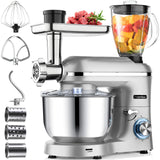 1 x RAW Customer Returns Homlee 3 in 1 Food Processor 1800W Multifunctional Kneading Machine 6-Level Speed Mixer, with Meat Grinder, 1.5L Juicer, 5.5L Stainless Steel Bowl Dough Machine - RRP €199.99