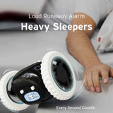 1 x RAW Customer Returns CLOCKY Funny Gift- Loud Alarm Clock for Heavy Sleepers on Wheels Adults Kids Teens Bedroom Run Away Moving Jump Roll Vibrating, Cute Annoying, 1-Time Snooze, Digital, Wake Up Energized Black  - RRP €54.62