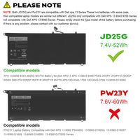 1 x RAW Customer Returns ASUNCELL 52WH JD25G Laptop Battery for DELL XPS XPS 13 XPS13 9350 13-9350 XPS 13 XPS 13 9343 13-9343 13D-9343 P54G P54G001 P54G002 Series 7.4 V 2 Cells - RRP €35.69