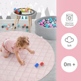 7 x Brand New Crawling blanket for baby, play blanket baby 140 cm round quilted mat, thick 1.5 cm cotton play mat children baby soft crawling mat for crawling and playing - pink - RRP €287.63