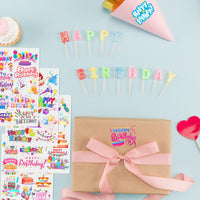 1 x RAW Customer Returns WANDIC Rub On Transfer Stickers, 16 Sheets Birthday Theme Transfer Stickers, Waterproof Scrapbook Stickers for Photo Albums, Greeting Cards, Gift Wrapping, Home Decoration - RRP €9.06