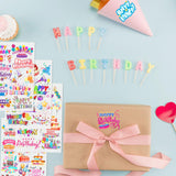 1 x RAW Customer Returns WANDIC Rub On Transfer Stickers, 16 Sheets Birthday Theme Transfer Stickers, Waterproof Scrapbook Stickers for Photo Albums, Greeting Cards, Gift Wrapping, Home Decoration - RRP €9.06