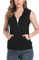 1 x RAW Customer Returns MISS MOLY sleeveless sweat jacket women s vest hoodie shirt with zipper short sleeve jackets sweatshirt large, black - RRP €35.28