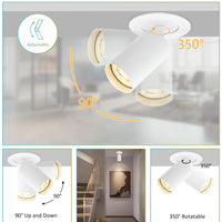 1 x RAW Customer Returns BOYIR 2 x LED ceiling spotlights 1 bulb white rotatable and pivotable ceiling lamp GU10 ceiling spot lamp for living room, bedroom, hallways, without bulb - RRP €29.99