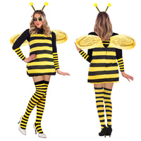 1 x RAW Customer Returns Bee costume adult women with headband wings gloves leg socks glasses bee costume women bee clothing dress costume bee women for bumblebee carnival costume bee women disguise 130  - RRP €32.99