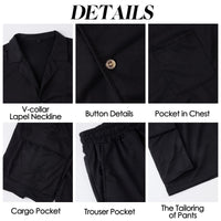 1 x RAW Customer Returns Fastkoala Men s Tracksuit Outfit Set Two Piece Button Suits Summer Shirts Shorts Jogging Suits 2 Piece Black M - RRP €42.0