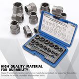 1 x RAW Customer Returns CCLIFE 15pcs 3 8 Cr-Mo special socket wrench insert left-hand extractor screw extractor nut socket nut remover 8-19mm Turbo nuts - RRP €31.08