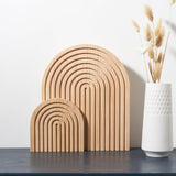 3 x RAW Customer Returns Puhui boho wooden board decoration rainbow, wooden decorative items made of pine for wall shelf photo shelf, table decoration, dresser decoration, room decoration, for living room, bedroom, office or kitchen, set of 2 - RRP €59.37